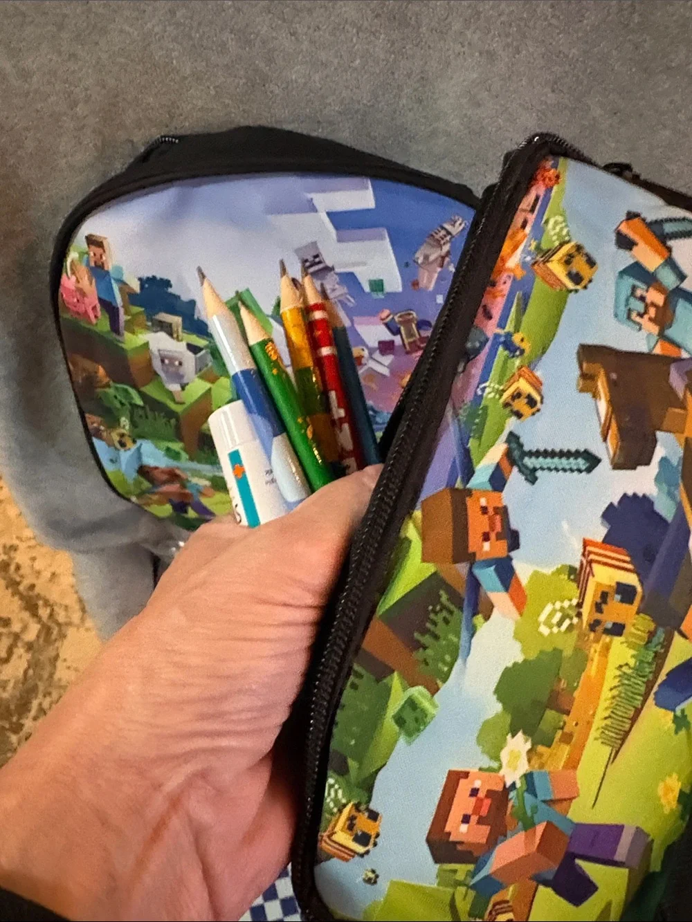 Kids Minecraft backpack 15 inches with laptop pocket, lunchbag &